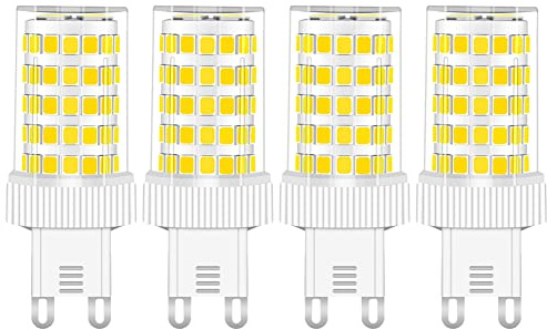 G9 LED Lampe 10W, 800LM, Kaltweiß 600K, Ersatz 50W-100W Halogenlampe, G9 Sockel, Kein Flackern, Nicht Dimmbar, 4er Pack für Kronleuchter, Deckenleuchten, Wandleuchten, AC 220-240V