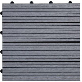 Woodtex WPC Terrassenfliese | Hellgrau | Klickfliese Geriffelt | 18 mm | LxB: 30 x 30 cm|Holzoptik für Garten Balkon Bodenbelag