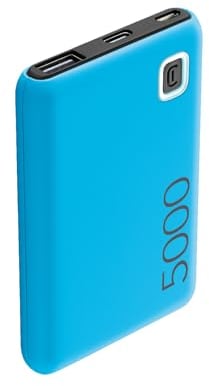 Cellularline | Power Bank ESSENCE 5000 | Caricabatterie portatile da 5000mAh - Input 1xUSB-C, 1xMICRO USB 10.5W - Output 1xUSB 12W - Ner