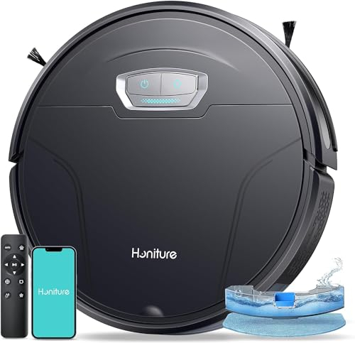 HONITURE G20 Pro Robot Aspirapolvere Lavapavimenti con Mop, 4500 Pa Ultra-Sottile Mute, 3-in-1 Aspirapolvere Robot, Controllo WiFi/APP/Alex/Telecomando, per Pulizia Domestica, Peli Animali, Pavimenti