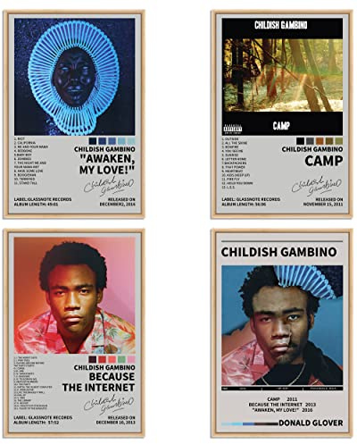 Uozylo Gambino-Poster, Musikalbum, Cover-Poster für Zimmer, ästhetisch, 4 Stück, Wohnheim, Wandkunst, Dekoration, 20,3 x 30,5 cm, ungerahmt