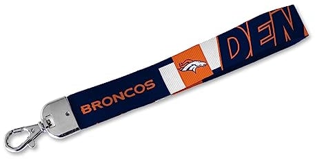 Rico Industries NFL Football Denver Broncos Handgelenk-Schlüsselband, niedlicher Handgelenkriemen, Schlüsselanhängerhalter für Damen und Herren, Autoschlüssel, Ausweise, Karten, Geldbörse, Telefon,