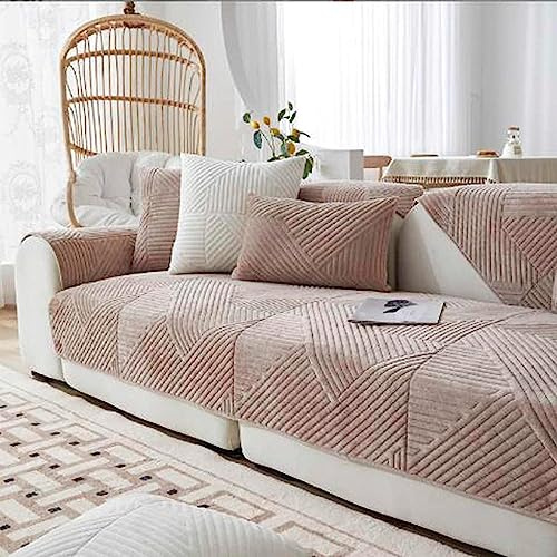 Samt Sofabezug rutschfeste Sofadecke，sofaschutz1 2 3 4-Seater L Shape Sofaschoner,Hund Katze Überwurf Hundedecke Ecksofa Sofa Schutzdecke Sofaschutz Hund Kratzschutz Katze,Coffeecolor-110x240cm