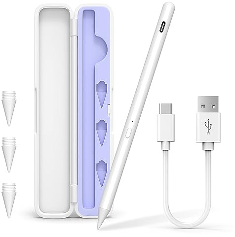 SSS·GRGB Penna stilo per iPad, con scatola di immagazzinaggio, ricarica rapida e rifiuto del palmo, funziona per Apple iPad Pro 2018-2023 da 11 e 12,9 pollici, iPad Air 3/4/5, iPad Mini 5/6, iPad