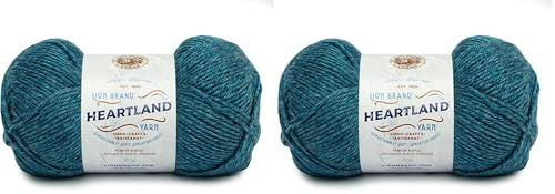 Lion Brand Yarn Company 142 g 100 Percent Acrylic Heartland Yarn Ball, Glacier Bay, 10.89 x 10.89 x 22.95 cm, 136-105 (Pack of 2)