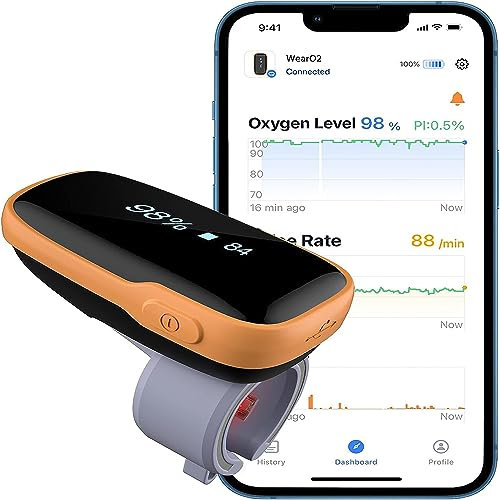 ZTBGY Wear O2 Wearable Oxygen Monitor Bluetooth Pulse Meter with Vibration, Free APP, Continuously Track O2 Level & Heart Rate,Household Pulse Oximetry Monitor
