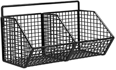 Qianly Panier à Fruits Suspendu en métal pour Mur de Cuisine, paniers muraux de Stockage d'oignons, Support de légumes et de Produits pour l'organisation, Double Grille