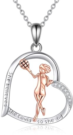 DAYLINLOVE Sport Kette 925 Sterling Silber Laufen/Basketball/Volleybal/Softball/Baseball Tennis/Golf/Lesen Anhänger Halskette Inspirational Schmuck Geschenke für Mädchen