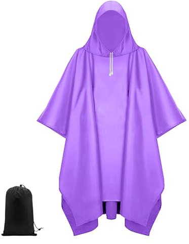 UTEFIF 3 in 1 Mehrzweck Regenmantel,Wasserdicht Regenponcho Unisex,mit Aufbewahrungstasche,für Fahrrad, im Freien Camping Wandern Angeln - lila