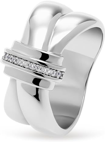 JETTE Damen-Damenring 925er Silber 13 Zirkonia 59, Silber 32025585