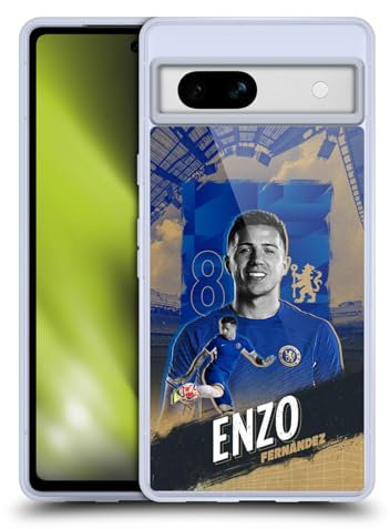 Head Case Designs Offizielle Chelsea Football Club Enzo Fernández 2023/24 Erstes Team Soft Gel Handyhülle Hülle kompatibel mit Google Pixel 7a