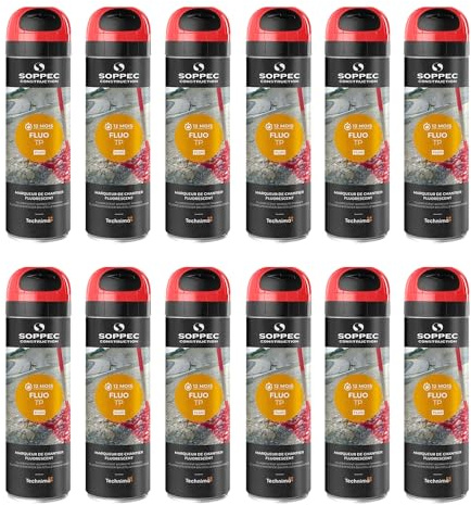 Soppec Outils De Traçage - Lot 12 Bombes À Tracer Fluo TP Soppec, Rouge