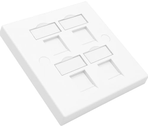 1pcs Single Gang 4-Port Modular Keystone Insert Empty Faceplate Compatible with Cat5e, Cat6, Cat7, Cat8, Cat9 Modules, for Home and Office