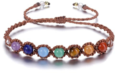 JSDDE 7 Chakra Heilsteine Armband - Natürliche Edelstein Energietherapie für Frauen, Glücksarmband Talisman Glückbringer Geschenk