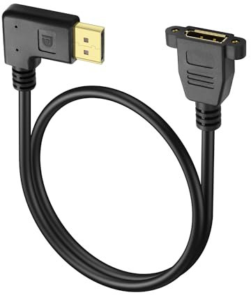 JSADZKJ Left Angle DisplayPort 1.4 Panel Cable DP to DP Cable Supports 4K@60Hz,2K@144Hz Video Resolution 90 Degree Displayport Male to Female Extension Cable for HDTV Gaming Monitors PC 1.6ft