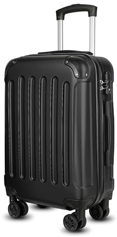YOETEY Handgepäck Koffer mit Rollen, ABS Hartschale Trolley mit TSA Schloss, Schwarz, 57x37x23 cm