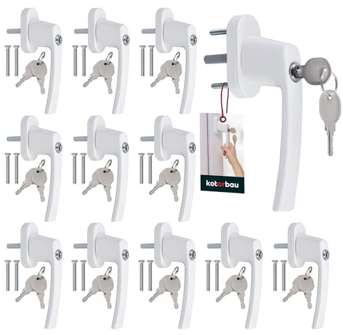 KOTARBAU® 12er Set Fenstergriff abschließbar Weiß Aluminium pulverbeschichtet Fenstergriff mit Schloss abschließbare Fenstergriffe Stift 35mm Fensterschloss Kindersicherung Fenstergriffe