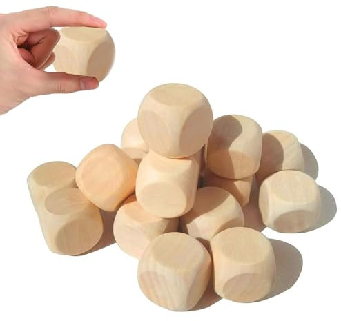 MOAZIFI 50 Stück Holzwürfel Blanko Würfel - DIY Leere Holz Würfel 20 mm, Ideal für Bastelprojekte, Spiele, Handwerk & Dekoration - Unbemalte Blanko Würfel Holzklötze