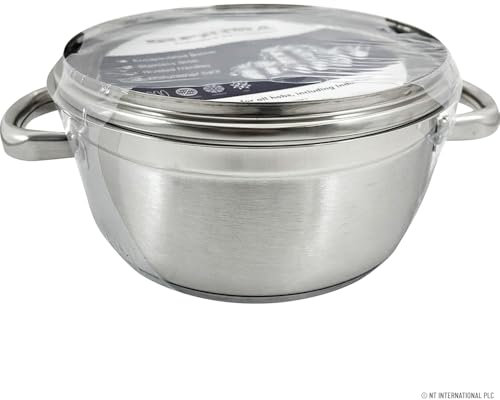 Casserole Dish with Glass Lid 26cm - Lightweight Stainless Steel Cookware Pan | Induction Hob and Oven Safe | Perfect for Braising, Stews, Roasting, and Bread Baking