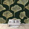 Feuilles De Texture Dorée Papier Peint Panoramique Vert Foncé Peinture Murale Papier Peint 3D Fresque Salon Chambre, 250x175 cm