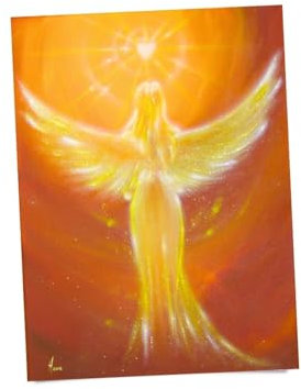 Henriettes-ART Engelbild auf Poster „Das Herz weiß es“ – Lichtvoller Kunstdruck, spirituelle Dekoration fürs Zuhause (30x40cm)