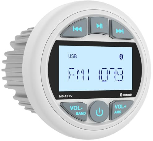 【Bluetooth Marine Boot Stereo Receiver】Wasserdicht Boot Gauge Radio System - Marine Digital MP3 Player 2.8 Zoll LCD Display AM FM USB AUX Subwoofer für Boot ATV UTV Geländewagen