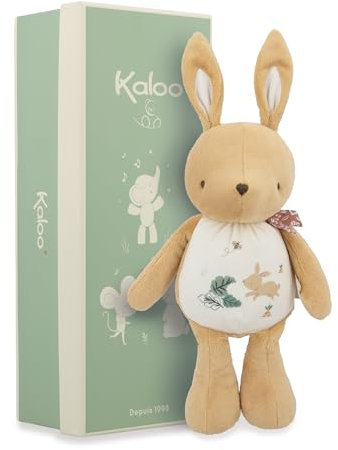 KALOO - Peluche à Son Lapin - Doudou de Naissance sonore Lapin – avec Papier Bruissant dans Le Ventre – 28 cm – Matières recyclées - Compagnon câlin et ludique dès la Naissance - K210006