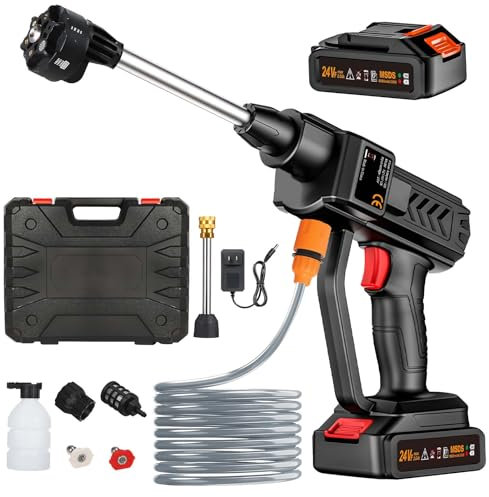 Cordless Pressure Washer, 6-in-1 Nozzle Portable Battery Powered Pressure Washer Handheld, Portable High Pressure Cordless Power Washer for Car/Floor/Patio Cleaning