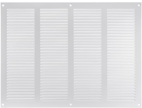 Vent Systems 16 x 12 pulgadas (dimensiones totales), color blanco, cubierta de ventilación de aire de metal con pantalla de protección de plagas integrada, cubierta de conducto de ventilación HVAC