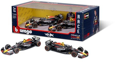 Bburago Formel 1 Red Bull RB20 2er-Set (2024): Modellauto-Set im Maßstab 1:43, Window Box, 25,4 cm, schwarz (18-38173)