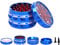 TIRIRS 2.5 4 Pieces Clear Top Herb Grinder - Aluminium Spice Grinder with Pollen Scraper and Cleaning Brush - Blue and Red