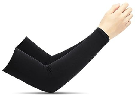 1 Pair Arm Sleeves,Black Nylon Sleeve To Cover Arms Women Men Gaming Sleeve,Breathable Compression Uv Protection Ice Cooling Armsleeve Sun Covers Arm,for Summer Cycling Running Sun-Protective Armbands