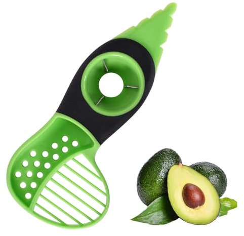 Disnace 3-in-1 Avocado Slicer Corer, and Paring Knife Combo - Kitchen Gadget with Comfort-Grip Handle, Perfect for Cutting, Pitting, and Mashing Avocados, Green