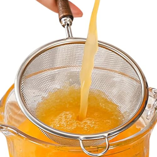 Mesh Pourer, Fine Strainer | Sieve Vessel, Stainless Steel Reusable Hand Stencil Multifunctional Shimmer with Wooden Handle for Tea Dish Rice Cooking Washing