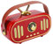 Speaker Mini Portable Retro Wireless Music Player with Radio and Card Reader for At Home or on the Go in Red or Black (Red)