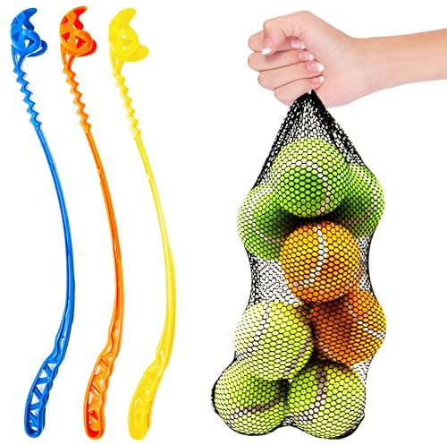 Petopedia 1 x 60 cm langlebiger & langer Hundeballwerfer – 1 Tennisbälle für Hunde – fluoreszierend, Neon, Zick-Zack-Kopf – Launcher Spielzeug, Freihand-Tonabnehmer, Outdoor, Apportierspiel (1x
