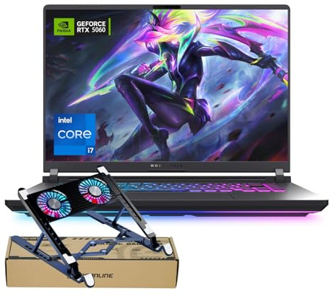 ASUS ROG Strix G16 RTX 5060 Gaming Laptop, 16 FHD+ 165Hz, Intel i7-14650HX(Beats Intel i9-13900), NVIDIA RTX 5060, 32GB RAM, 1TB SSD, RGB Lightbar, ROG Cooling, Bundle with PCO Laptop Cooler