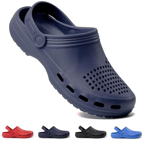GOKOI Zuecos Unisex de EVA Ultraligeros, Cómodos, Transpirables y Resistentes al Agua, con Tira Ajustable y Ventilación, Ideales para Casa, Jardín, Playa y Uso Diario, 230g, Tallas Variadas