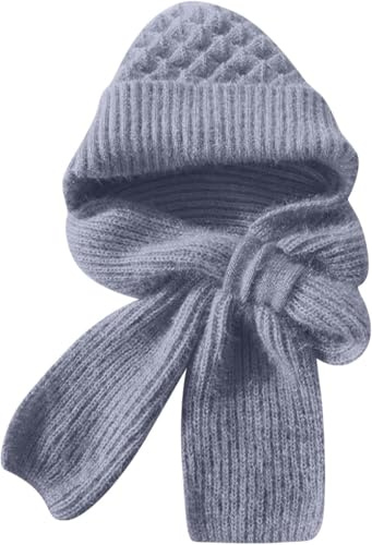 Vielseitiger gestrickter Kapuzenschal für Damen, integrierter Ohrenschutz, winddicht, warm, für den Winter