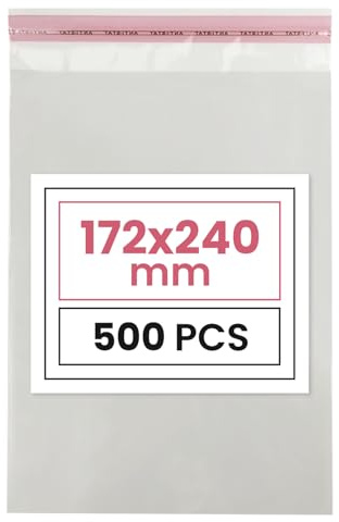 Netuno 500 PP pochettes plastiques autocollantes 17,2x24 cm réutilisables | pochettes plastiques PP · sachets cellophane transparents pour cartes, photos, documents A5, cadeaux & loisirs créatifs