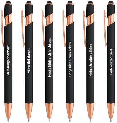Kugelschreiber Hochwertig Schwarze, 6 Stück Kugelschreiber mit Touchpen | 2-in-1 Ergonomische Druckkugelschreiber 1.0mm Schwarze Tinte für Büro, Homeoffice und als Abschiedsgeschenk für Kollegen
