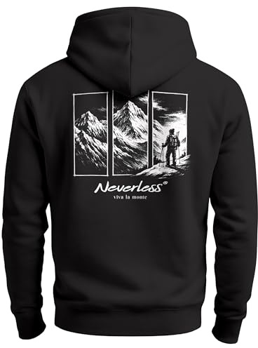 Neverless® Herren Hoodie Backprint Outdoor Wandern Motiv Kapuzen-Pullover Männer Fashion Streetstyle