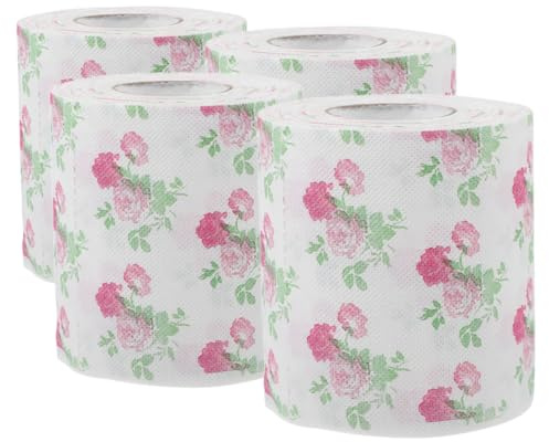 OSOLADY 4 Rouleaux de Papier Toilette Imprimé à Motifs Floraux Colorés, Papier Toilette Doux Décoratif pour Salle de Bain, Accessoire Original pour Fête et Usage Quotidien
