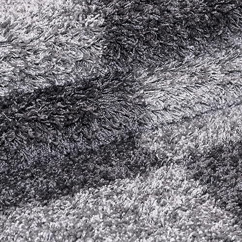 KADIMA DESIGN Wohnzimmerteppich Hochflor Karo-Design Samtweich Waschbar Strapazierfähig Robust 30mm Flor Rund Grau 200x200 cm Esszimmer Wohnzimmer Fußbodenheizung geeignet Oeko-TEX | WATZMANN