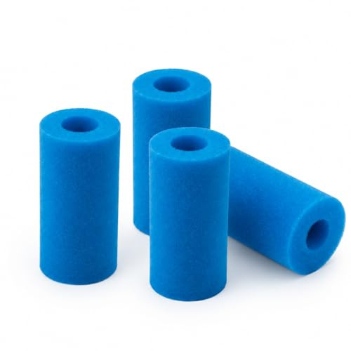 ZoneYan Éponge Filtrante Type A Lot de 4, filtres de Piscine en Mousse, Cartouche Filtres en Mousse Réutilisables, Filtre Piscine Éponge pour Piscine,Spa (Bleu,TypeA,4 pièce)