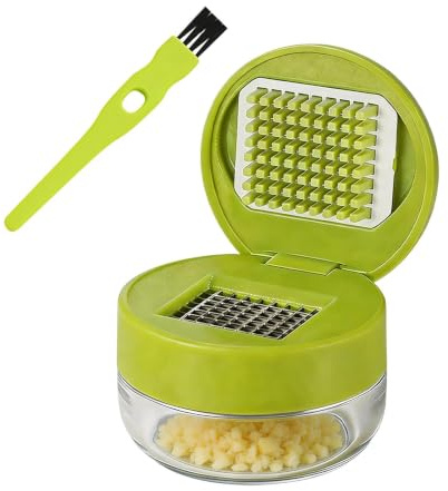 LWLWA Mini Presse Ail, Coupe Ail, Emballé avec Boîte, Vert | Presse Ail Inox en Plastique PP, Multifonctionnel Ecrase Ail avec Brosse de Nettoyage, pour Ail, Gingembre et Fruits