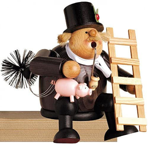 KWO Olbernhau 21623 Räuchermännchen Kantenhocker Schornsteinfeger, 16 cm