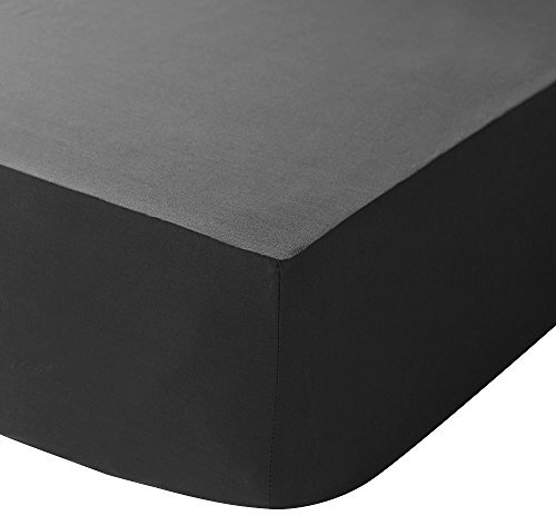 Catherine Lansfield Bügelfreies Spannbettlaken, Perkal-Baumwollpolyester, Einzelbett, schwarz, King Size