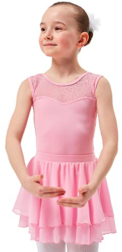 tanzmuster ® Ballettrock Mädchen - Elli - aus Chiffon zum Reinschlüpfen fürs Kinder Ballett in rosa, Größe 116/122
