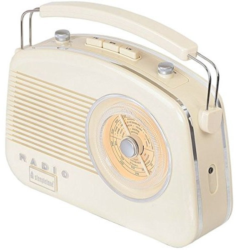 Steepletone Brighton 3B Retro Styled Radio - Cream / Beige (Chrome Detailing) LW - MW & FM 3-Band Model with Mobile Phone / Smart Phone link (via 3.5mm jack)